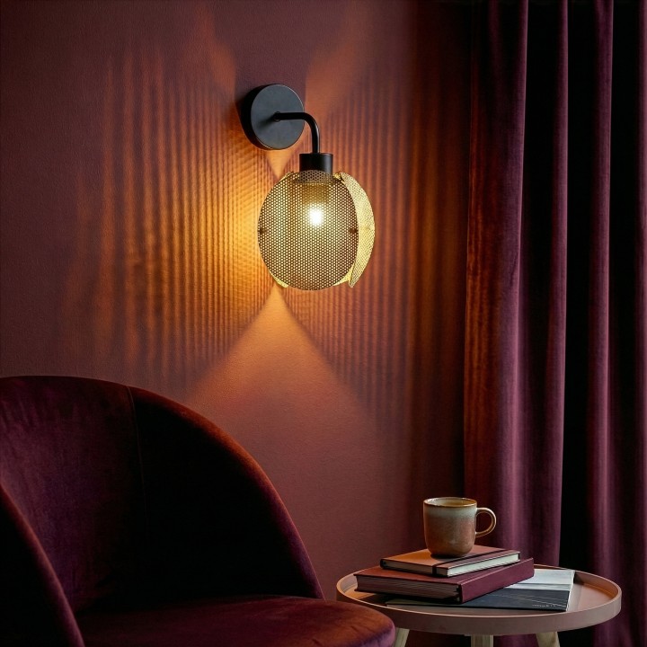 Applique murale Jafi en métal doré Ø20 cm