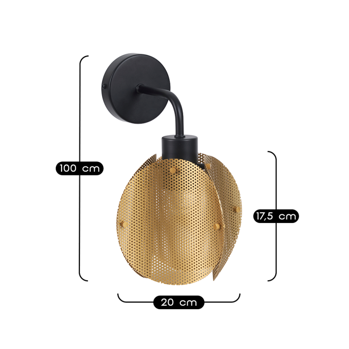 Applique murale Jafi en métal doré Ø20 cm