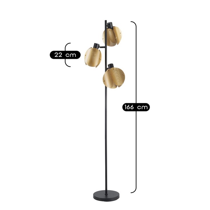 Lampadaire Jafi en métal doré