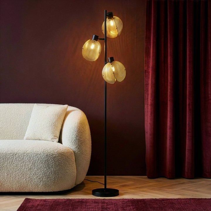 Lampadaire Jafi en métal doré