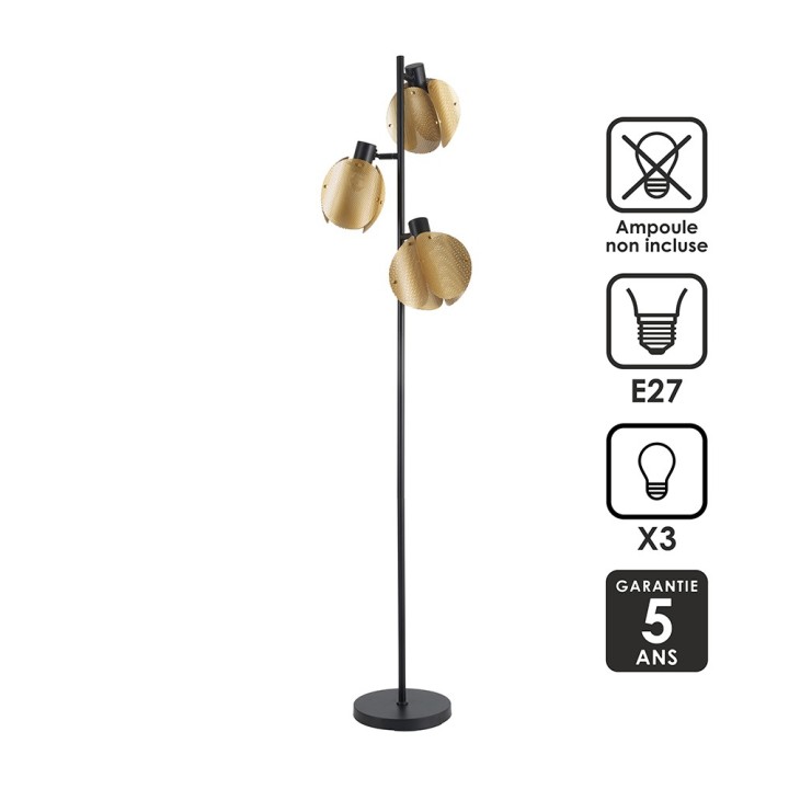 Lampadaire Jafi en métal doré