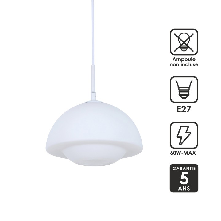 Suspension Jelife métal et verre Ø23 cm