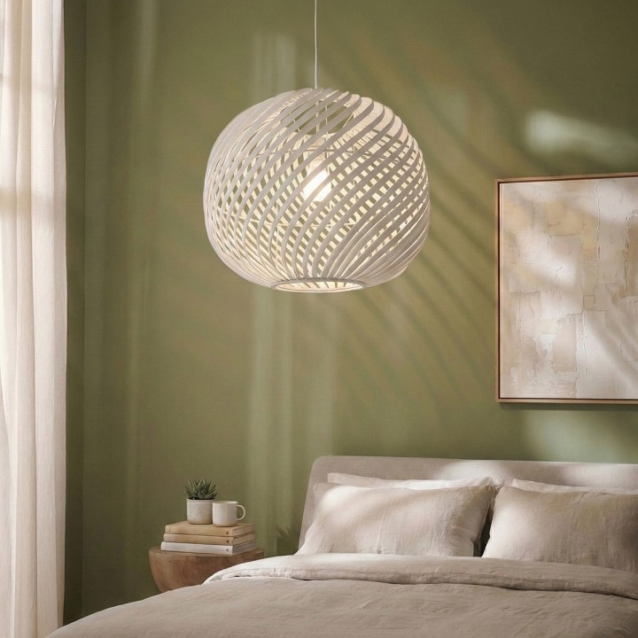 Suspension Twist en bambou blanc Ø55 cm