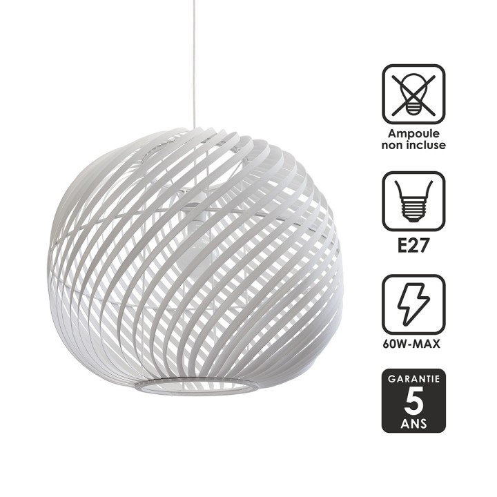 Suspension Twist en bambou blanc Ø55 cm