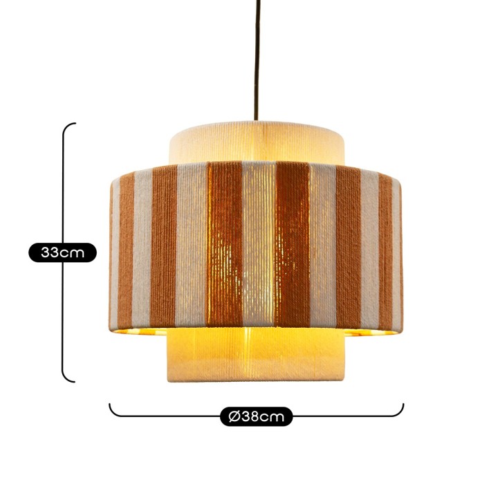 Suspension Moyo en coton rayures blanc et orange Ø38 cm