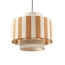Suspension Moyo en coton rayures blanc et orange Ø38 cm
