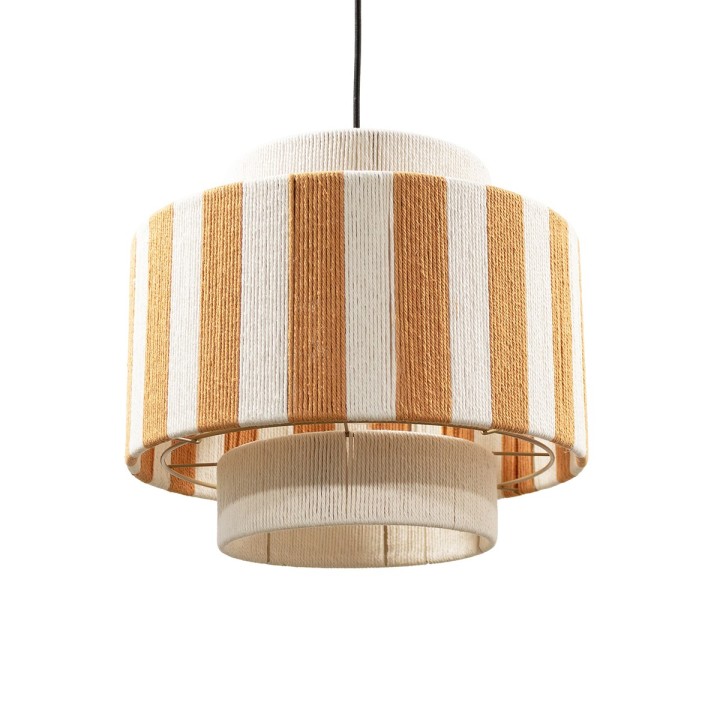 Suspension Moyo en coton rayures blanc et orange Ø38 cm