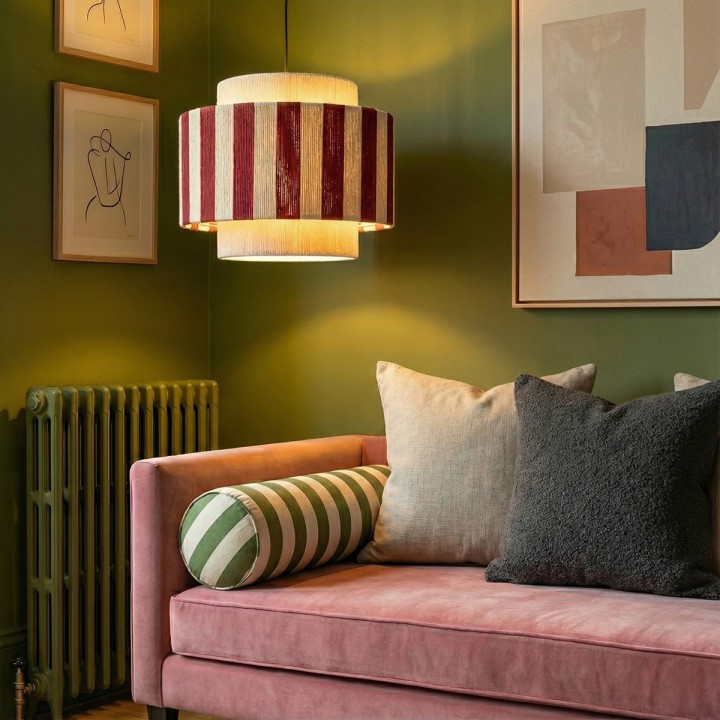 Suspension Moyo en coton rayures blanc et rouge Ø38 cm