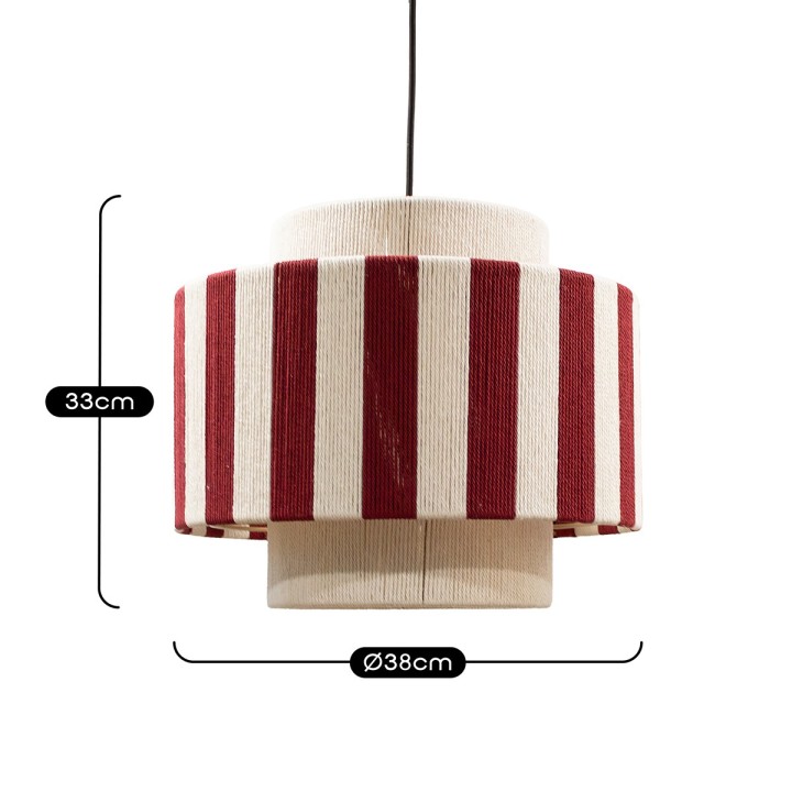 Suspension Moyo en coton rayures blanc et rouge Ø38 cm