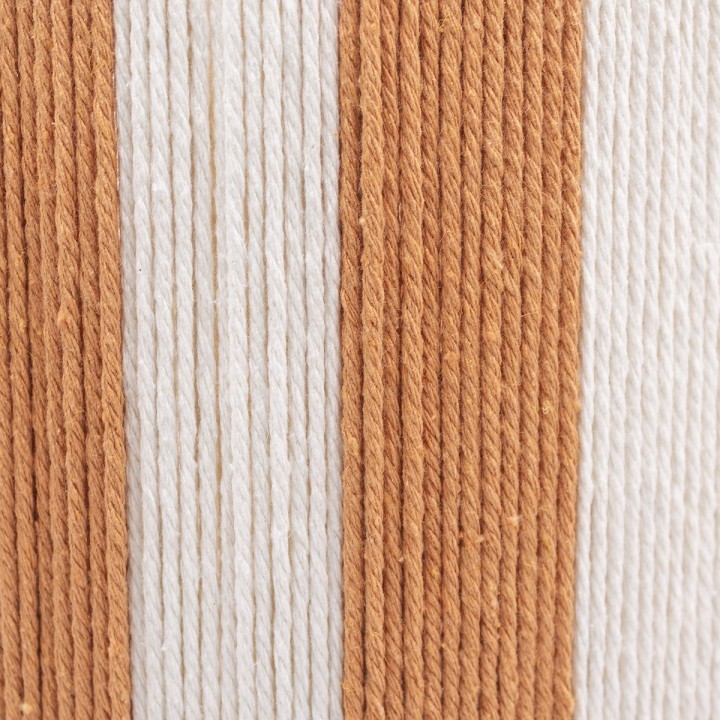 Lampe à poser Moyo en coton rayures blanc et orange Ø28 cm