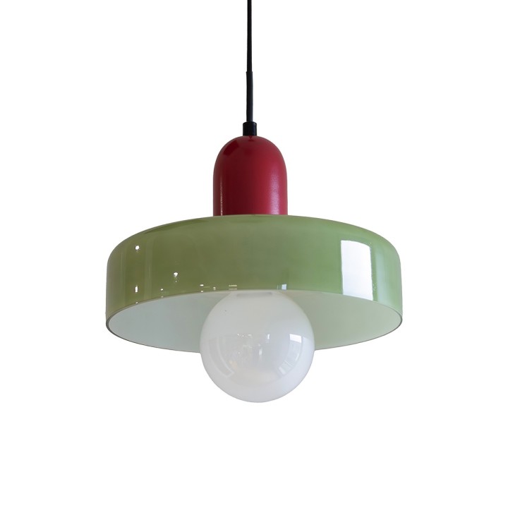Suspension Yori en verre et métal rouge et vert Ø25 cm