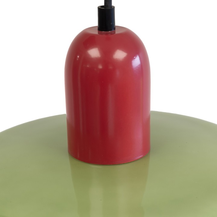 Suspension Yori en verre et métal rouge et vert Ø25 cm