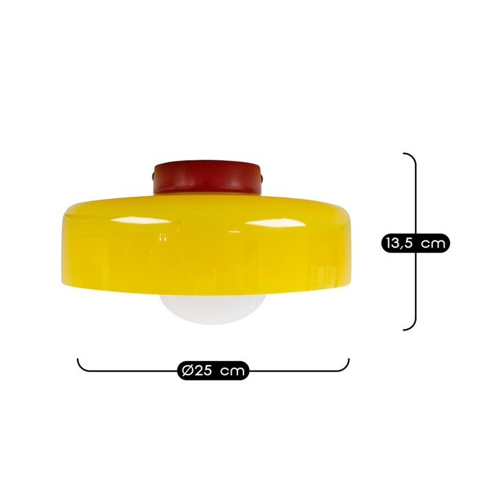 Applique murale Yori en métal et verre rouge et jaune Ø25 cm