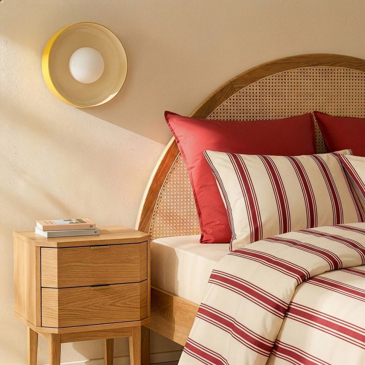 Applique murale Yori en métal et verre rouge et jaune Ø25 cm