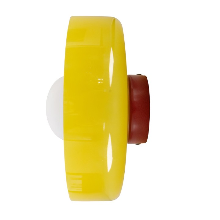 Applique murale Yori en métal et verre rouge et jaune Ø25 cm