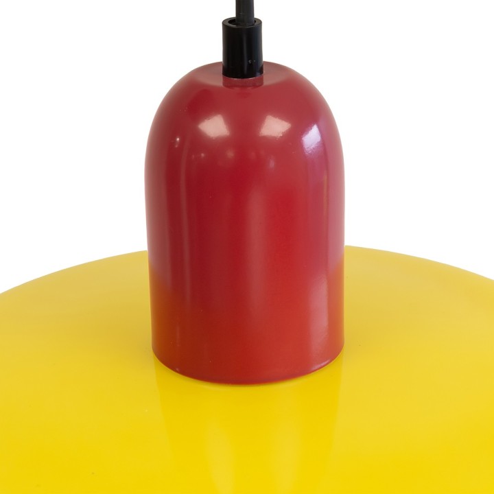 Suspension Yori en verre et métal rouge et jaune Ø25 cm