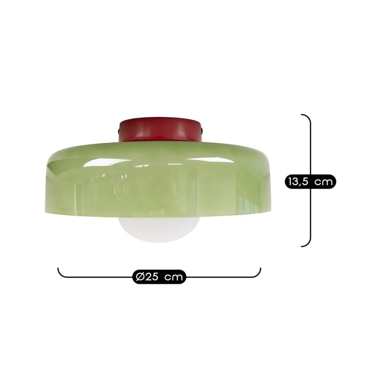 Applique murale Yori en métal et verre rouge et vert Ø25 cm