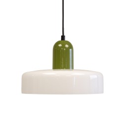 Suspension Yori en verre et métal vert et blanc Ø25 cm
