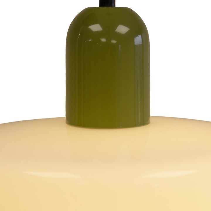 Suspension Yori en verre et métal vert et blanc Ø25 cm