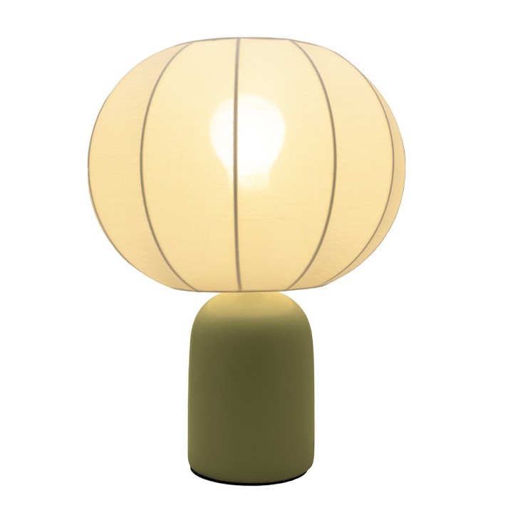 Lampe à poser Requi en céramique vert et tissu Ø25 cm