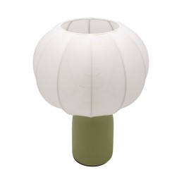 Lampe à poser Requi en céramique vert et tissu Ø25 cm