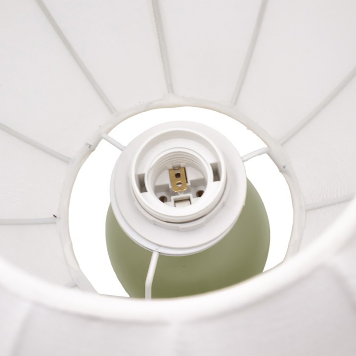 Lampe à poser Requi en céramique vert et tissu Ø25 cm