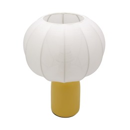 Lampe à poser Requi en céramique jaune et tissu Ø25 cm