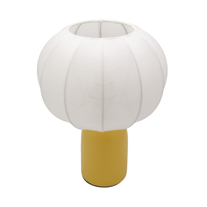 Lampe à poser Requi en céramique jaune et tissu Ø25 cm