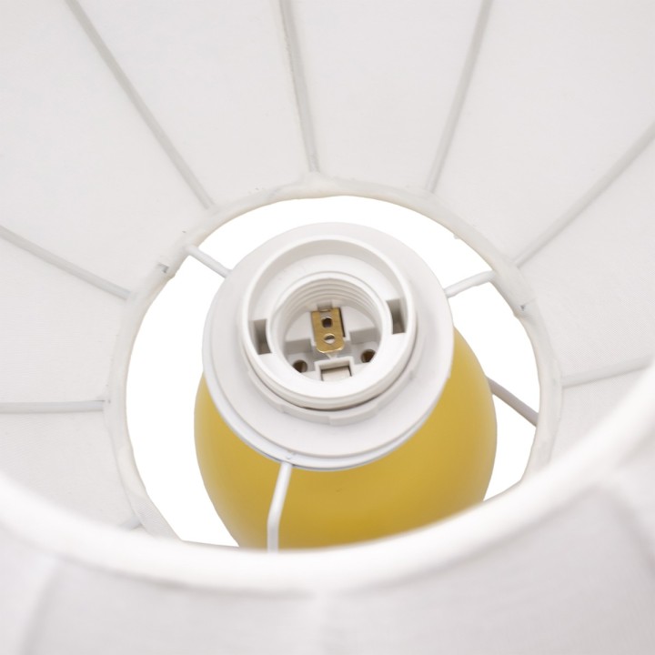 Lampe à poser Requi en céramique jaune et tissu Ø25 cm