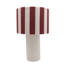 Lampe à poser Moyo en coton rayures blanc et rouge Ø28 cm