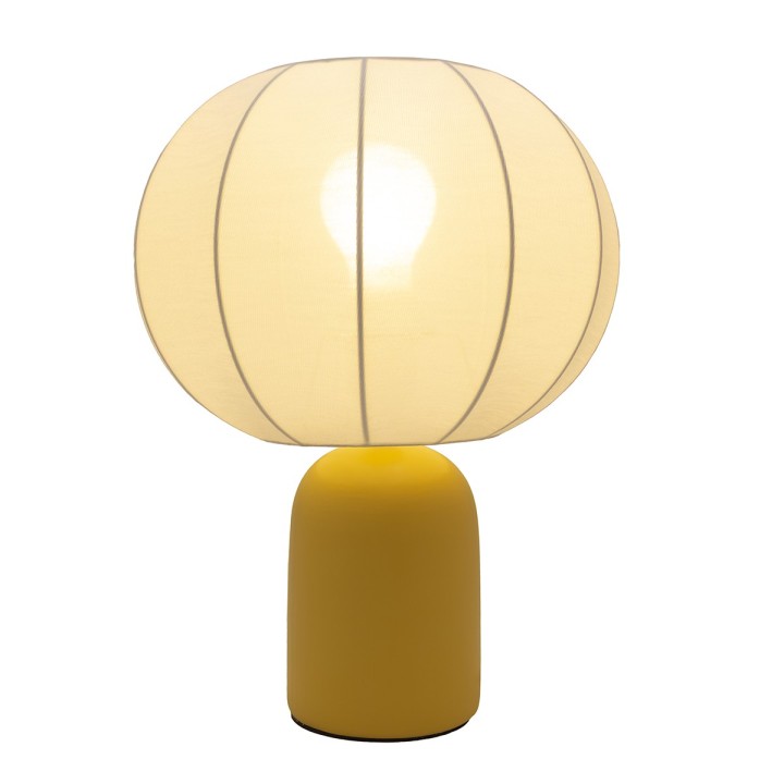 Lampe à poser Requi en céramique jaune et tissu Ø25 cm