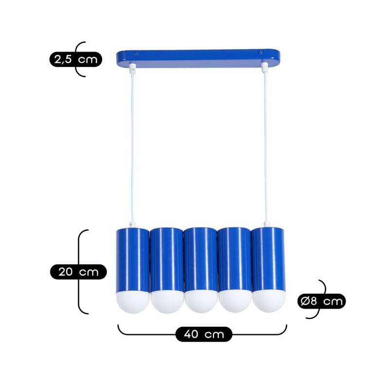 Detail of Suspension Loozi 5 ampoules en métal
