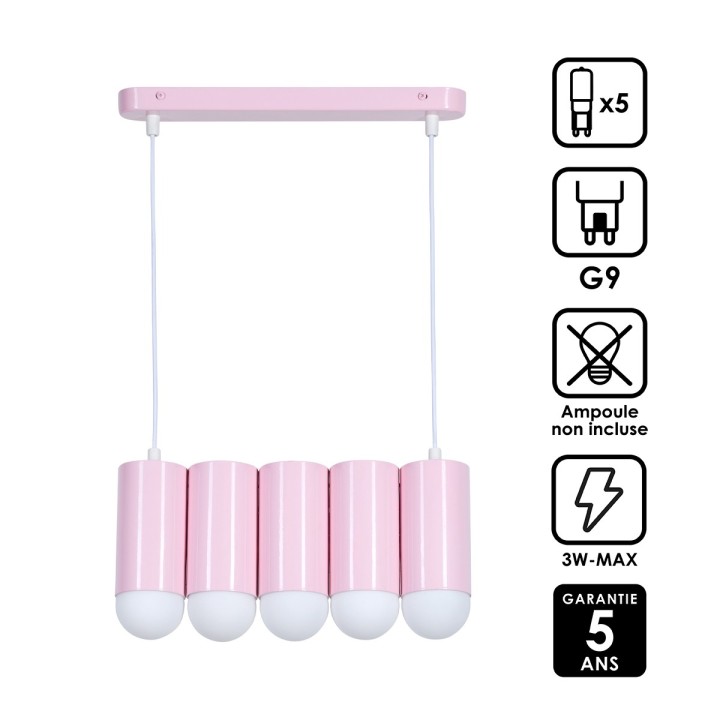 Suspension Loozi 5 ampoules en métal
