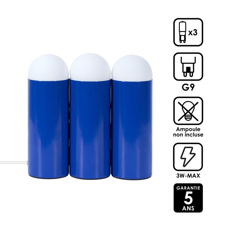 Lampe à poser Loozi 3 ampoules en métal